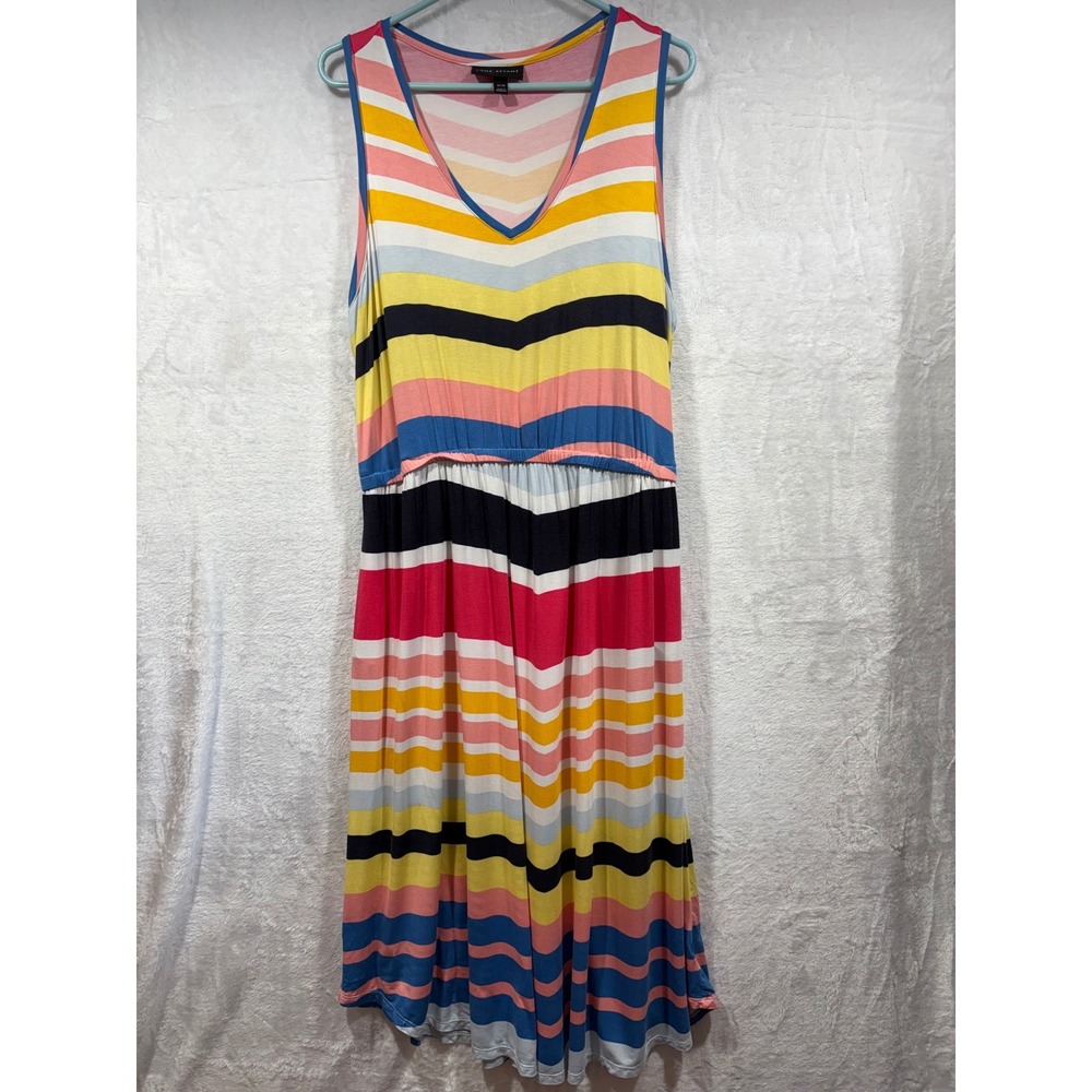 Lane Bryant Women 18/20 Multi Color Striped V-Neck Racerback Maxi Dress‎